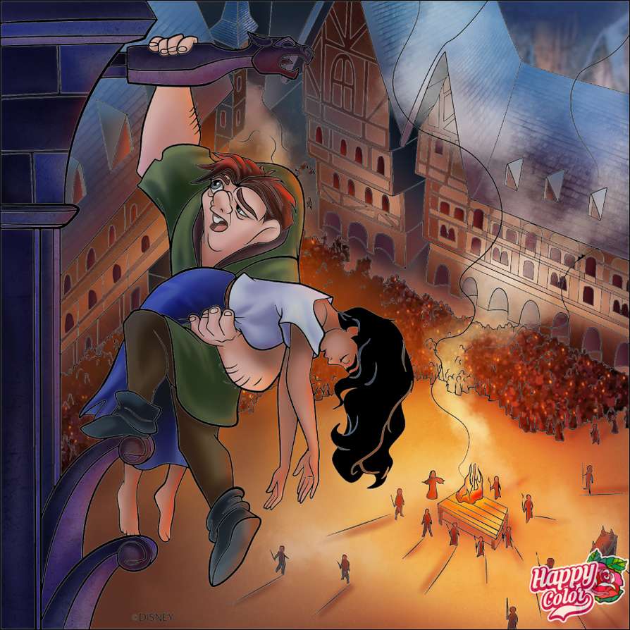 Quasimodo räddar Esmeralda Pussel online