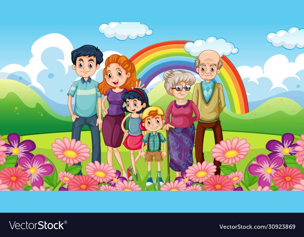Векторно изображение щастливо семейство в парка онлайн пъзел
