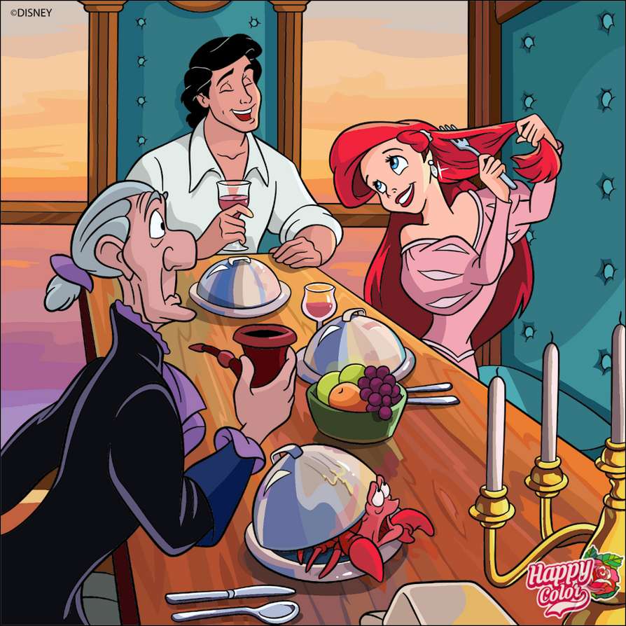 Ariel používá během večeře dinglíka online puzzle