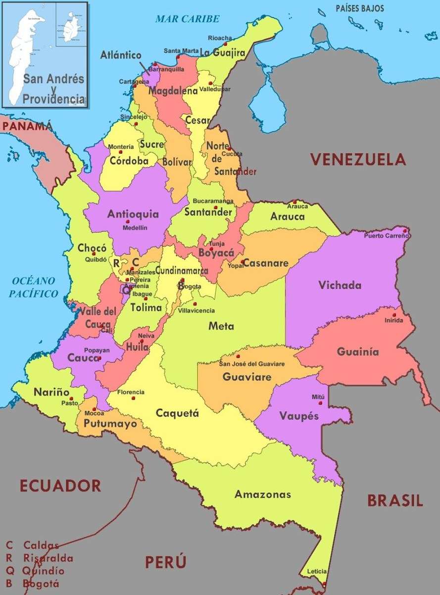 コロンビアの地図 オンラインパズル