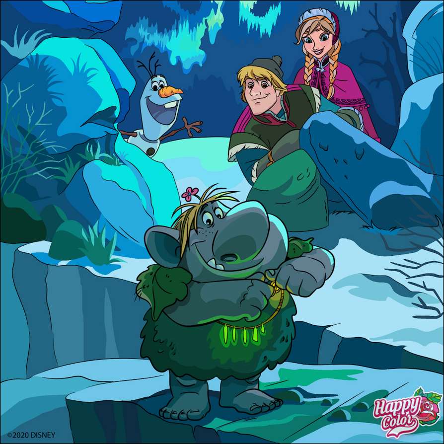 Kristoff Takes Anna and Olaf to Meet the Trolls jigsaw puzzle online
