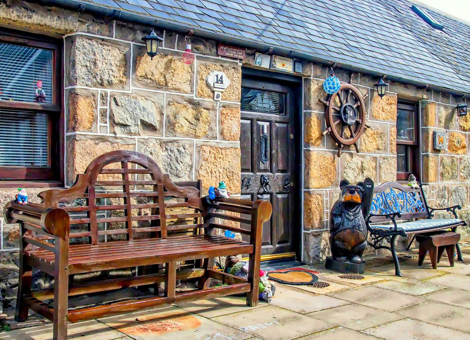 Fischerhaus im Dorf Footdee (Schottland, Aberdeen) Online-Puzzle