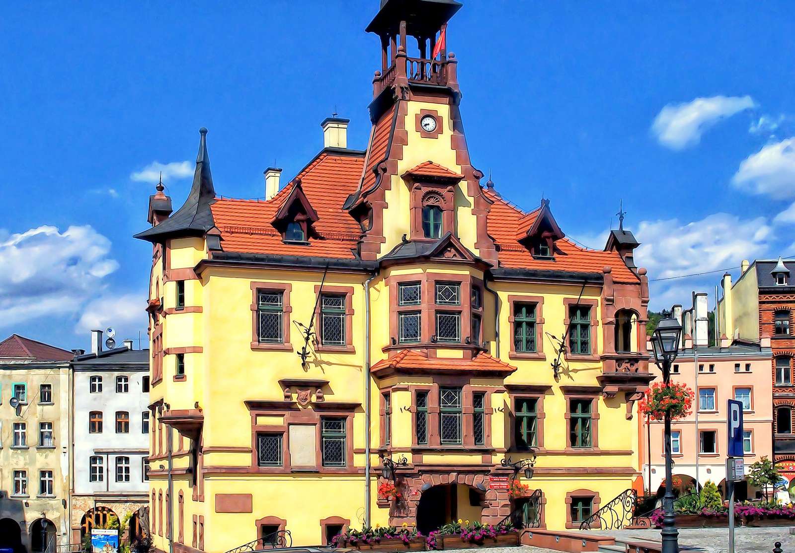 Városháza Nowa Rudában (Lengyelország, Alsó-Szilézia) online puzzle