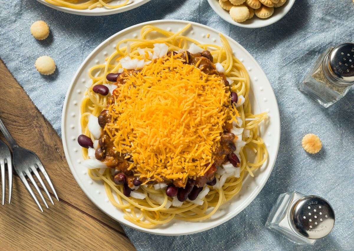 Spaghete cu chili în stil Cincinnati jigsaw puzzle online