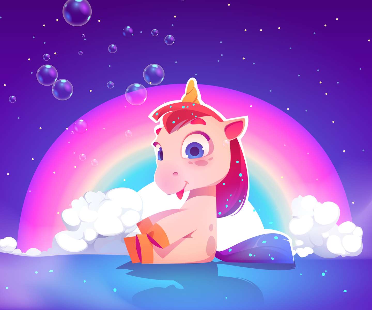lindo unicornio de dibujos animados con arcoiris rompecabezas en línea