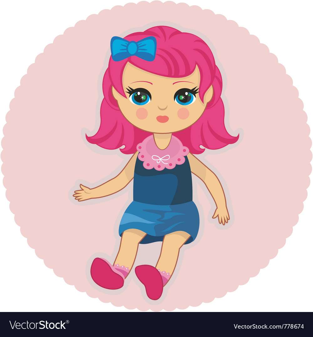 Imagen vectorial de muñeca bonita rompecabezas en línea