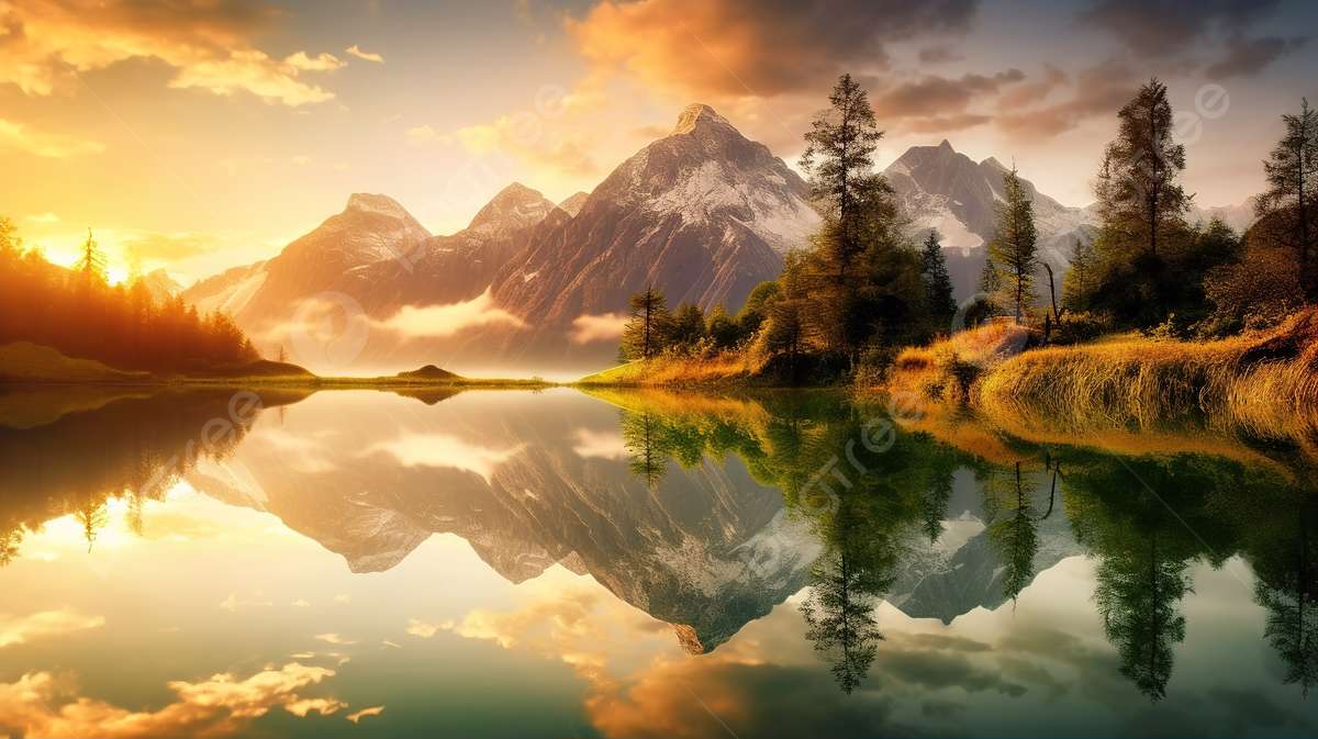 paisagem de um lago puzzle online