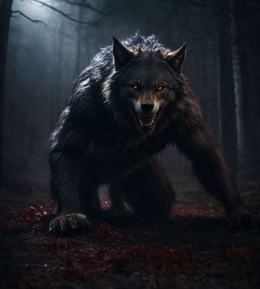 Wolf in der Nacht. Online-Puzzle