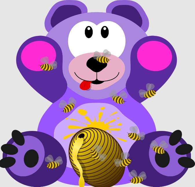 Bär mit Bienen und Honig Online-Puzzle