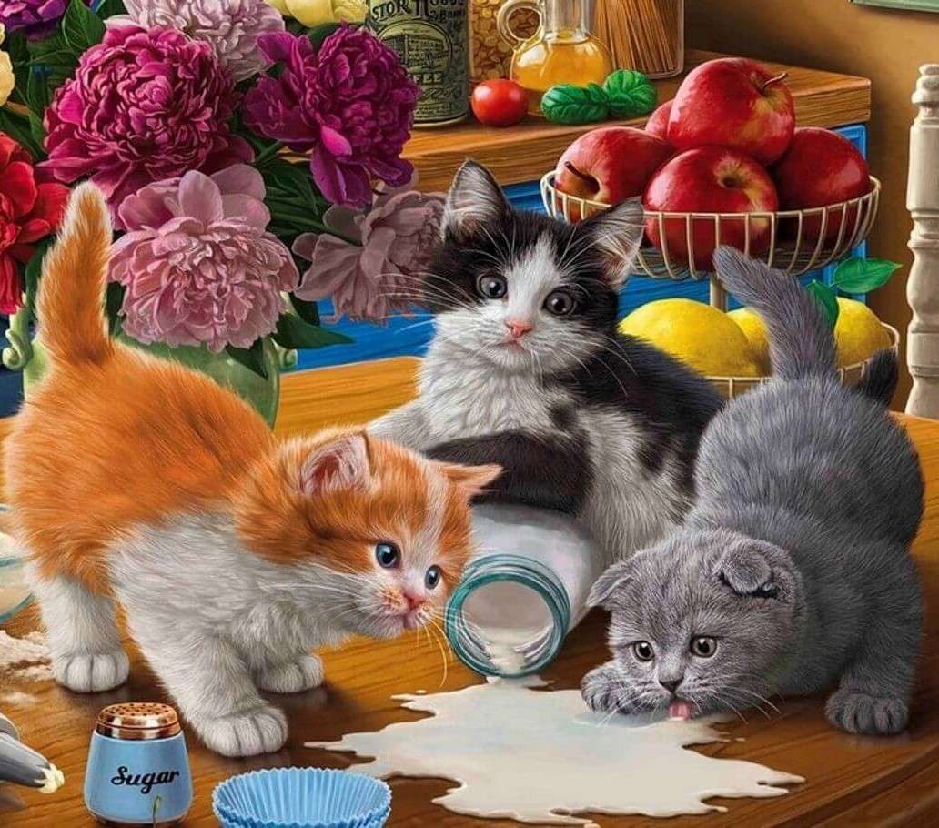 Pisicuțe pe masă puzzle online