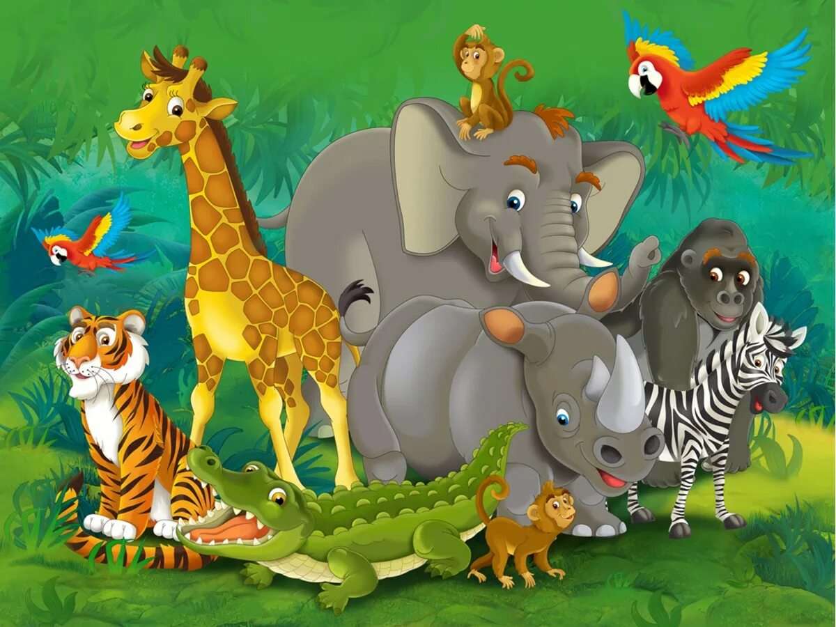 Animals in jungle онлайн пазл