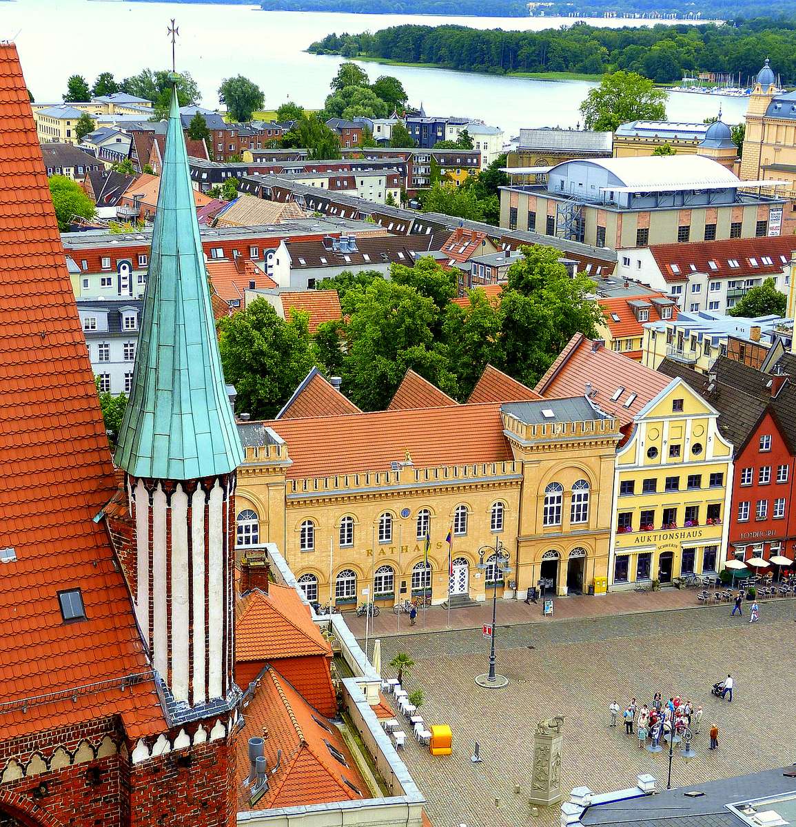 Schwerin - η Παλιά Πόλη από μια πανοραμική θέα παζλ online