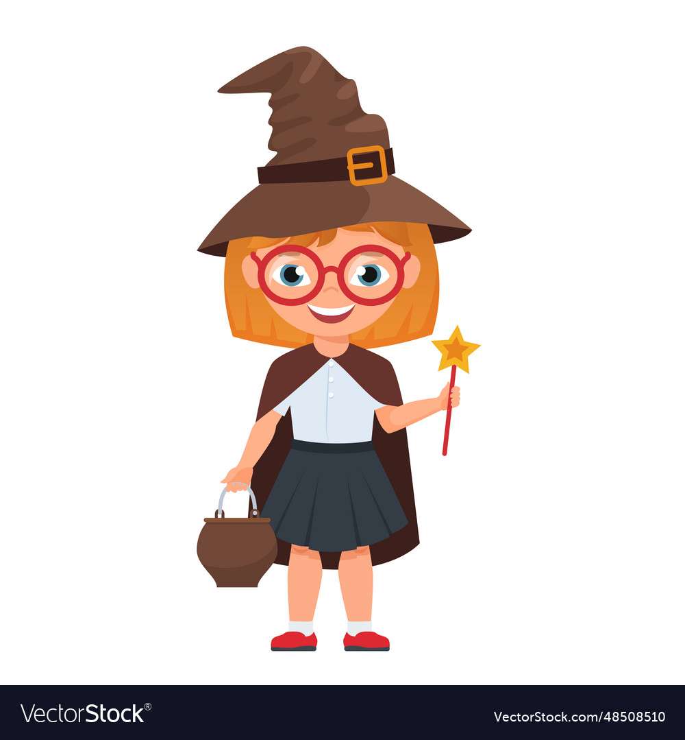 Wizard kid halloween vector image online puzzle