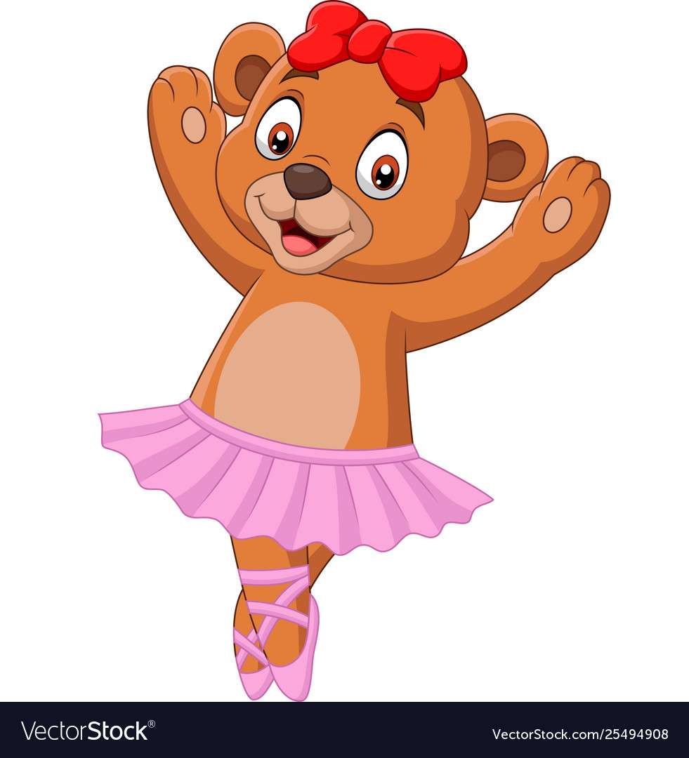 Image vectorielle de dessin animé bébé ours danseur de ballet puzzle en ligne