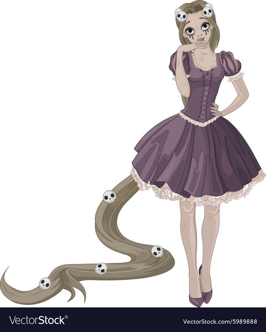 Imagen vectorial de princesa de Halloween rompecabezas en línea