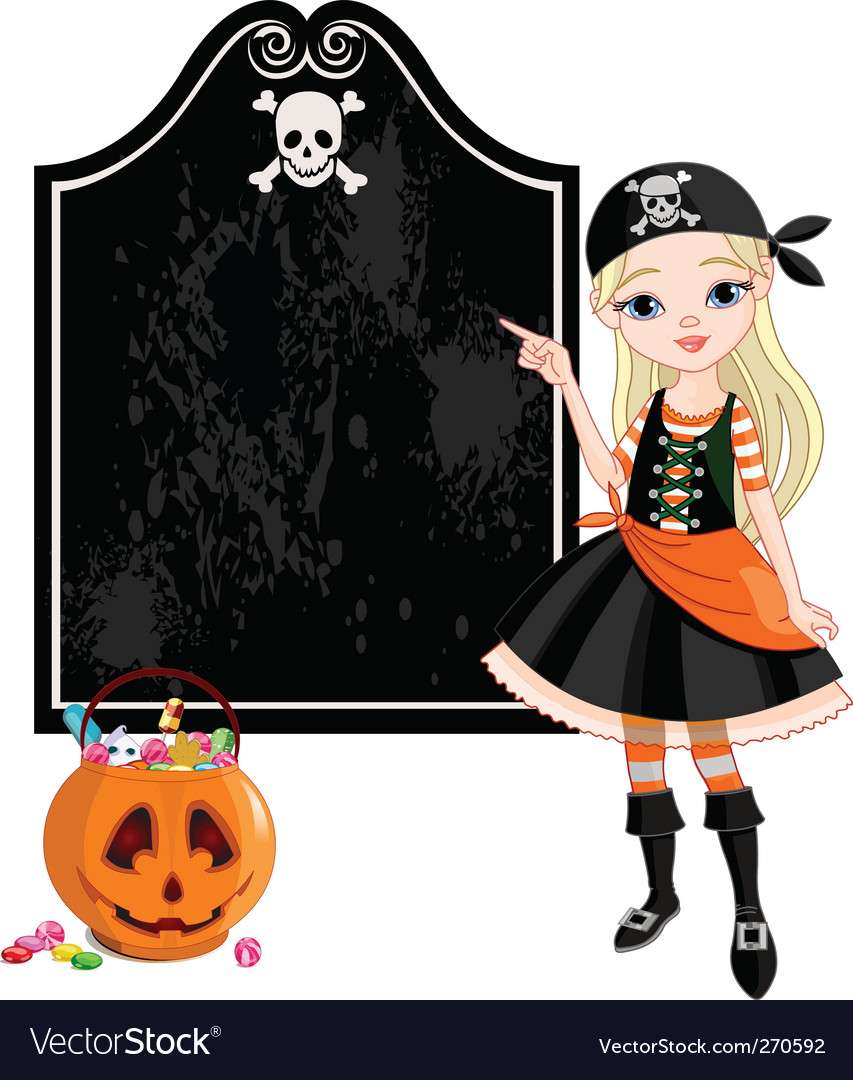 Halloween pirate girl pointing vector image online puzzle