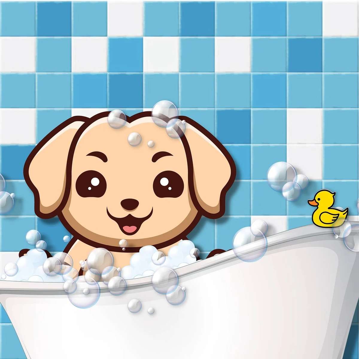 Cachorro na banheira puzzle online