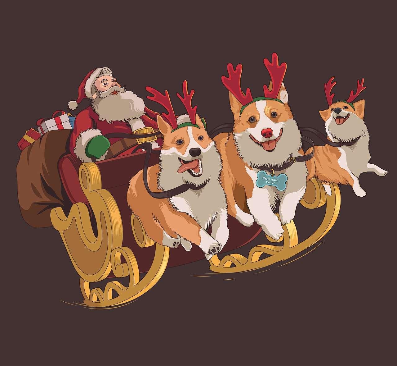 Santa Claus s Corgis online puzzle