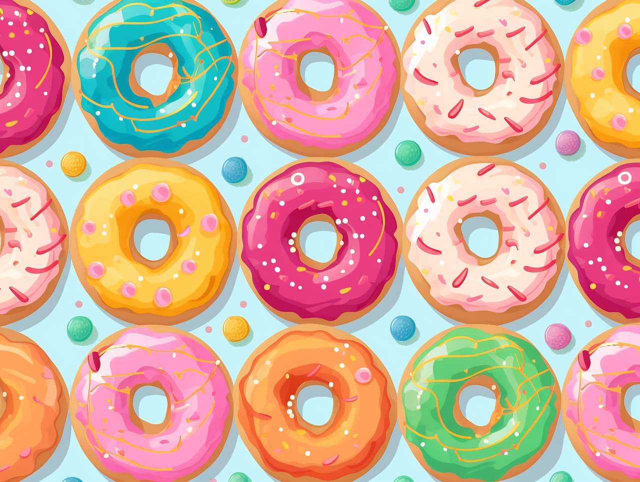 Kleurrijke donuts online puzzel