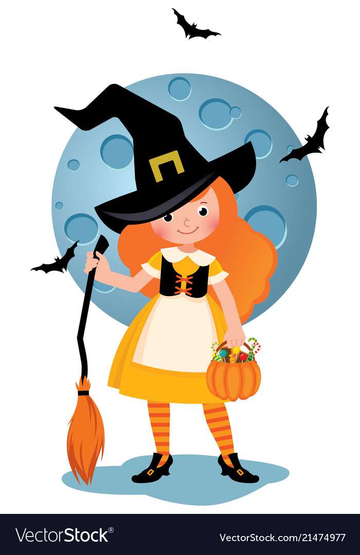 Menina em uma fantasia de festa de Halloween Vector Im puzzle online