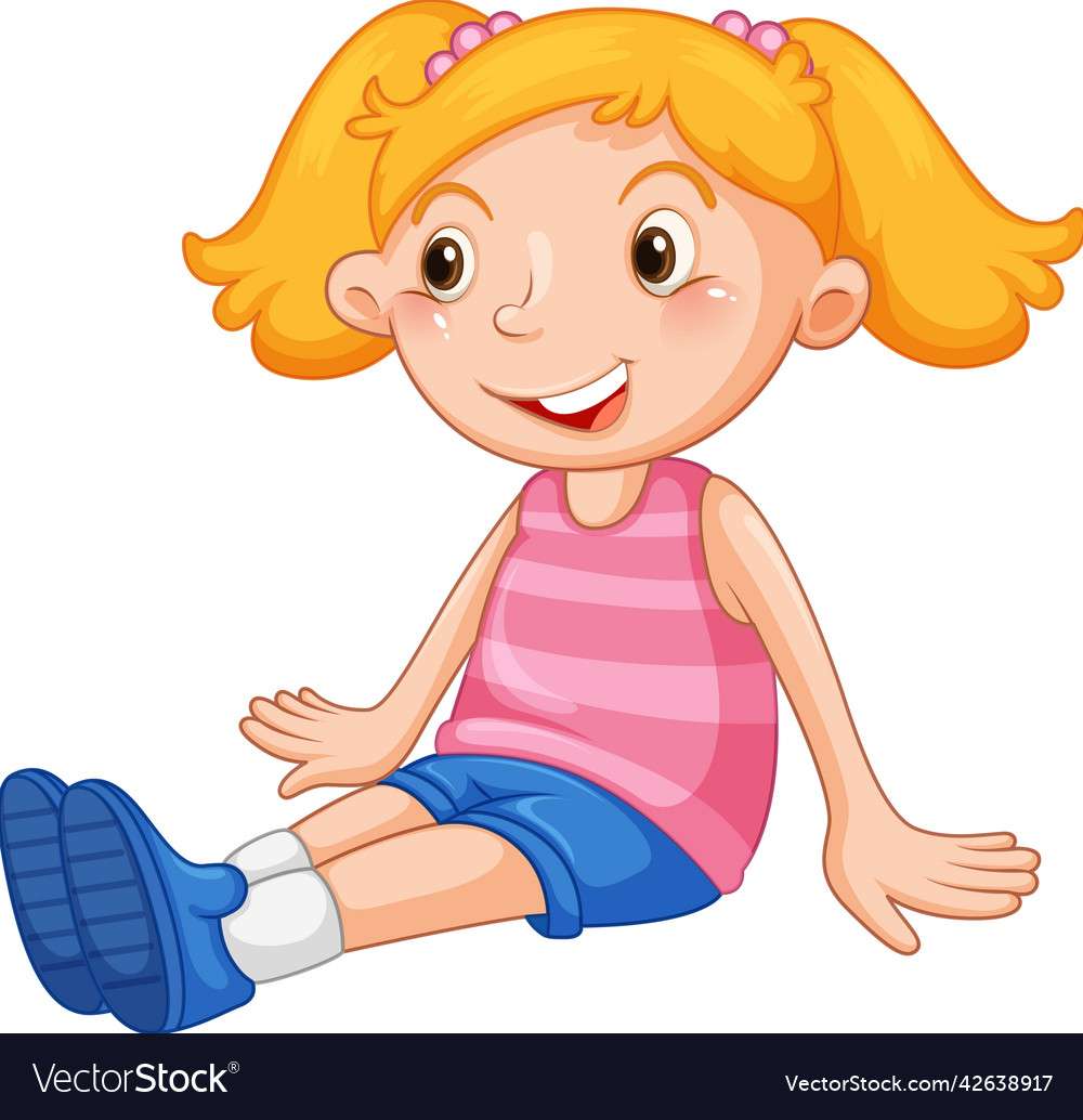 Kislány boldog arc ül vektoros kép online puzzle