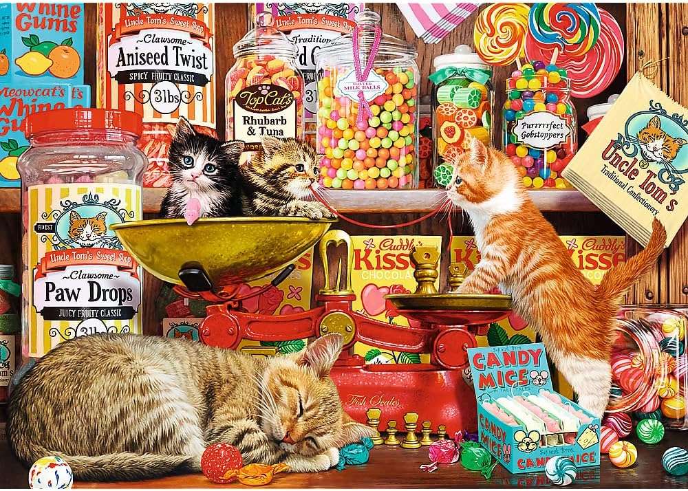 Котики і цукерки пазл онлайн