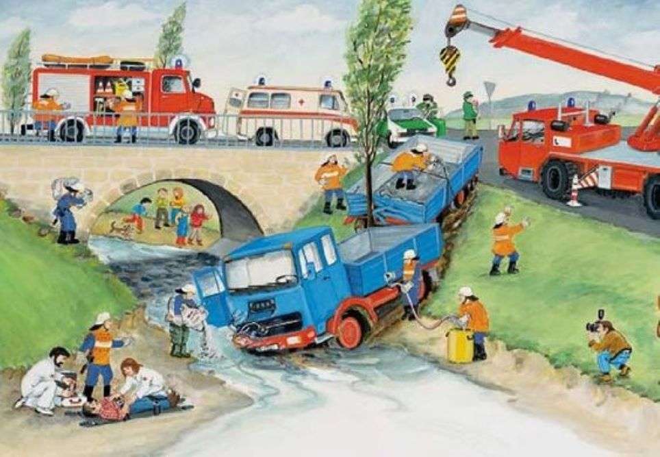 vrachtwagen op de rivier online puzzel