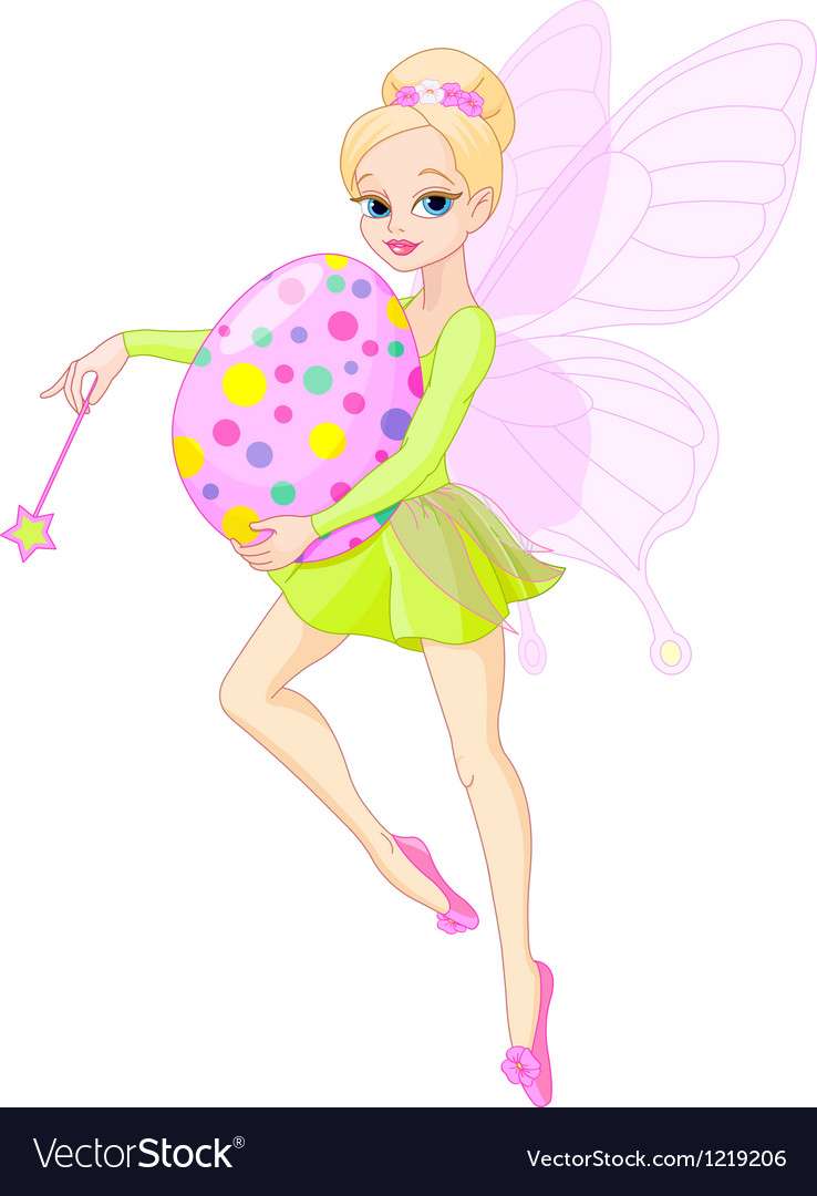 Fairy flyger med påskägg vektorbild pussel på nätet