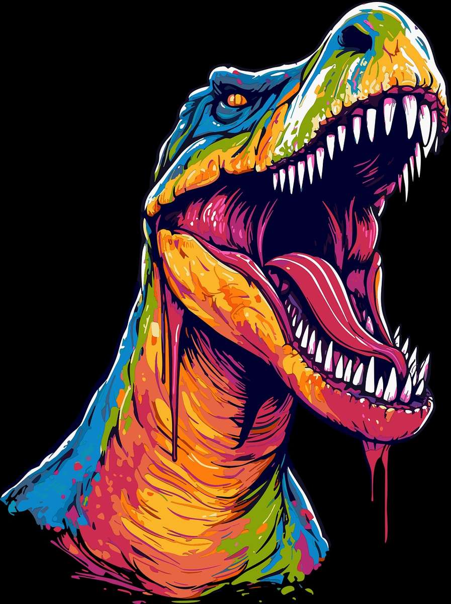 Красочный динозавр пазл онлайн