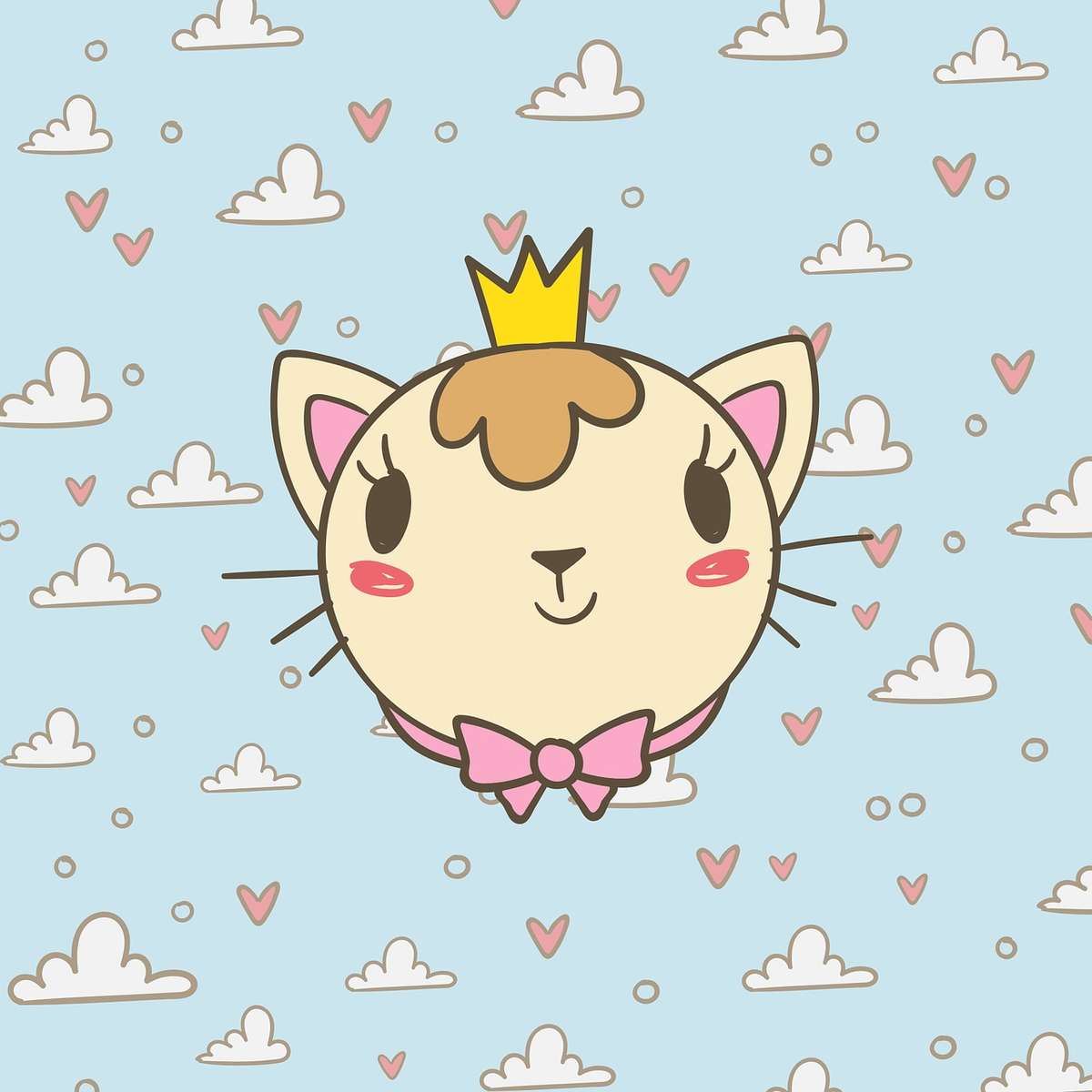 王冠を持つ漫画猫 ジグソーパズルオンライン