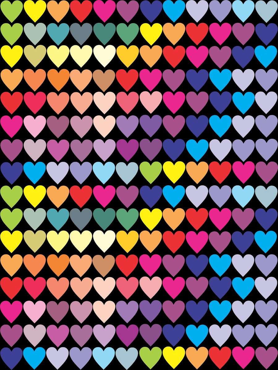 Цветен фон на шарка на сърца онлайн пъзел