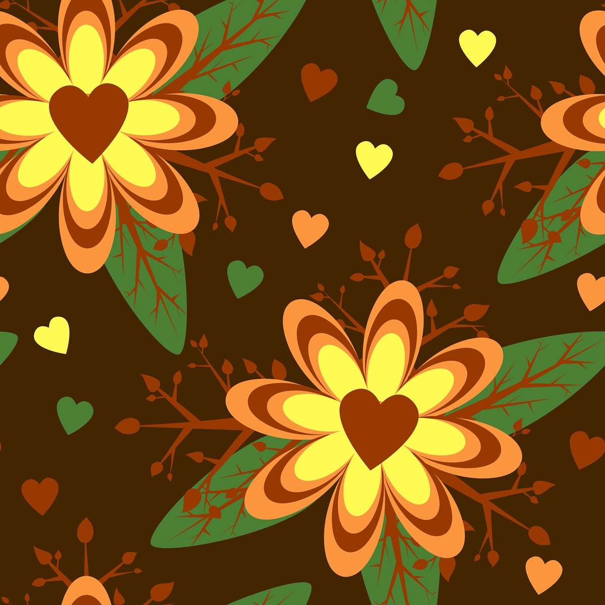 Fond de motif de fleurs coeur puzzle en ligne
