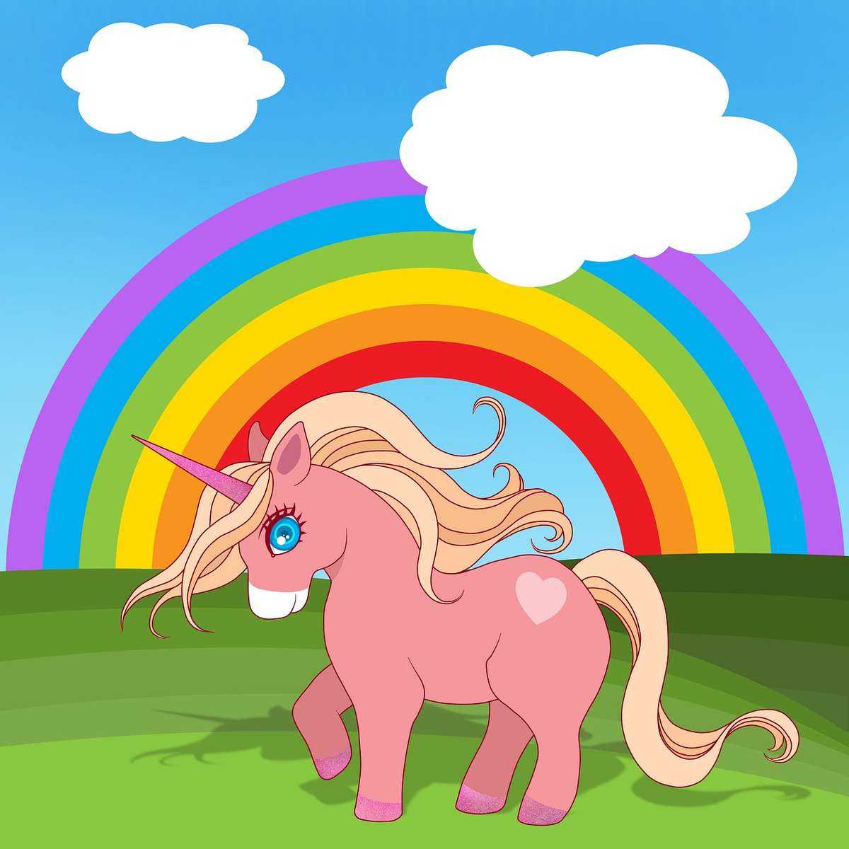 Unicornio con arcoiris rompecabezas en línea