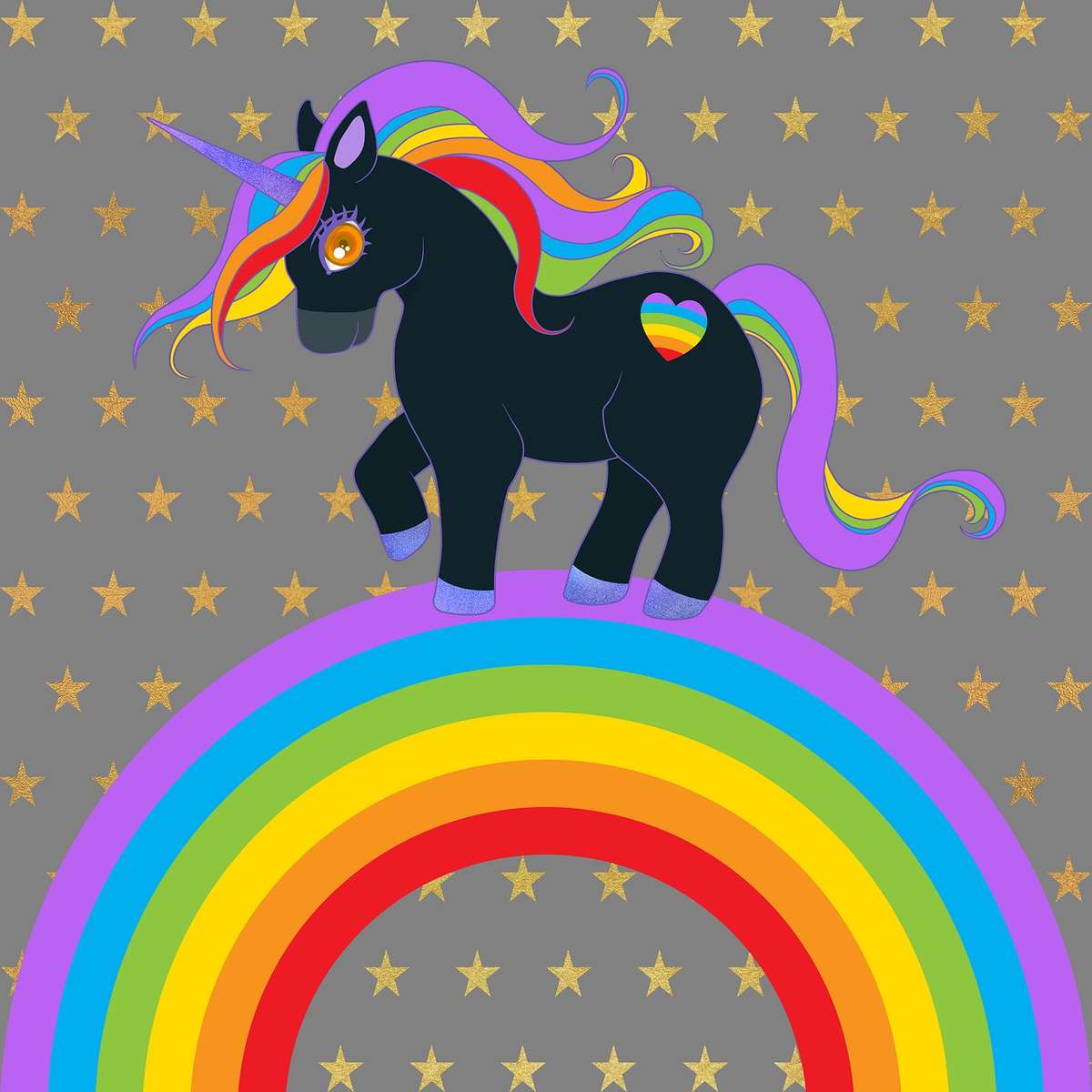 Unicorno scuro sull'arcobaleno puzzle online