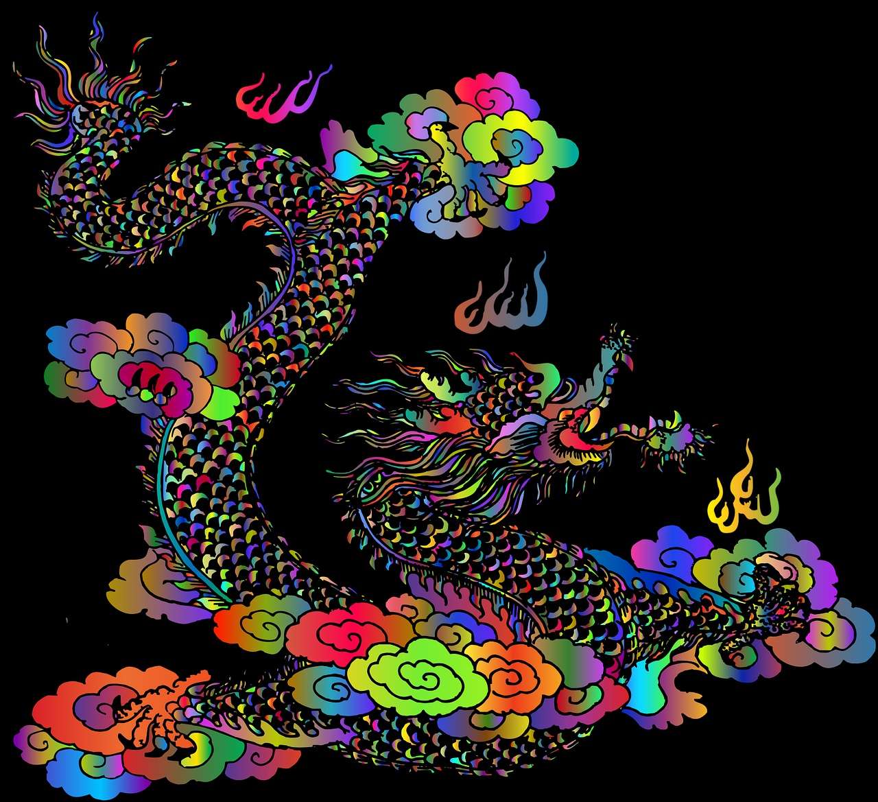 Padrão de dragão colorido quebra-cabeças online