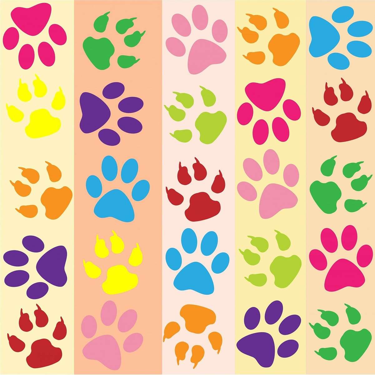 Colorful paw prints jigsaw puzzle online