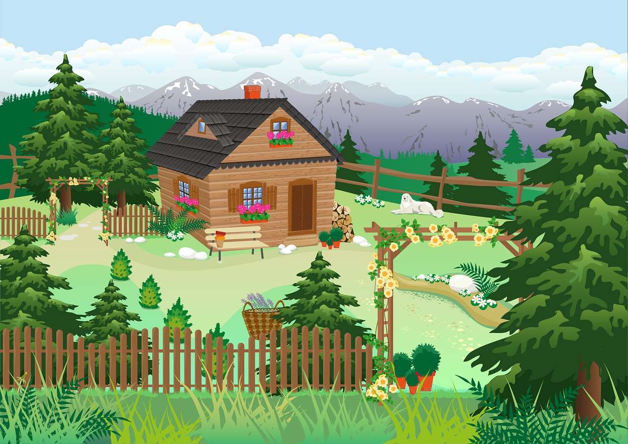 Красивый дом в сельской местности онлайн-пазл