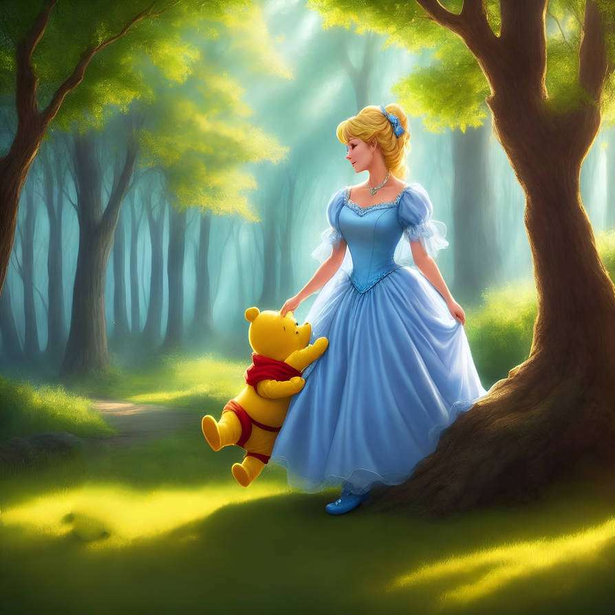 Cinderella and Winnie the Pooh online puzzle