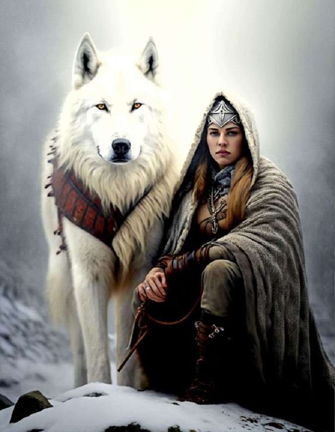 воїн і вовк пазл онлайн