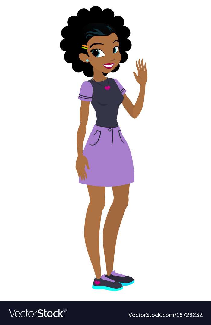 黒ベクトルを持つ 10 代のアフリカ系アメリカ人の女の子私 ジグソーパズルオンライン