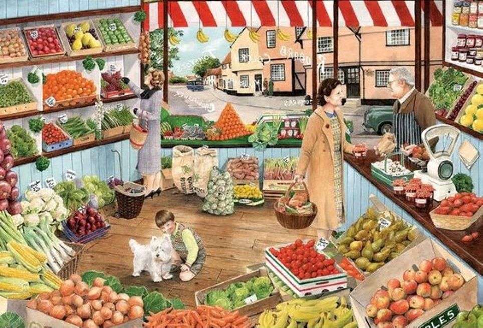 der Gemüsehändler in der Nachbarschaft Puzzlespiel online