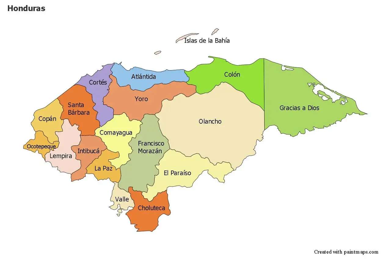 Karta över Honduras. pussel på nätet