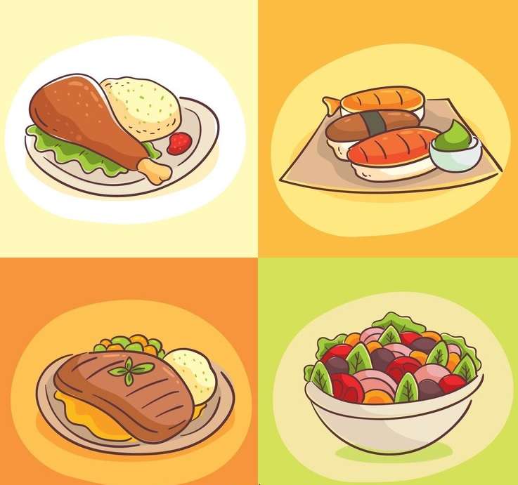 Plate with delicious food jigsaw puzzle online