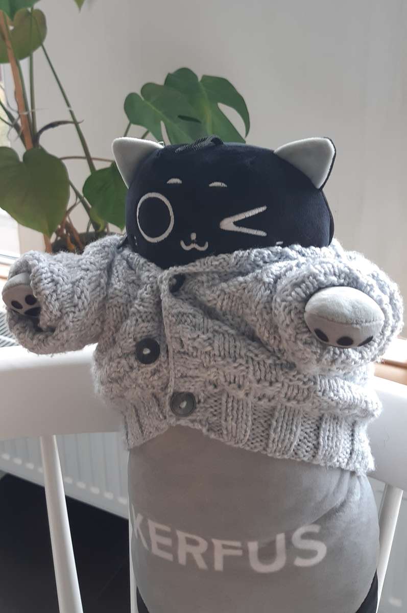 mascotte gattino in un maglione puzzle online