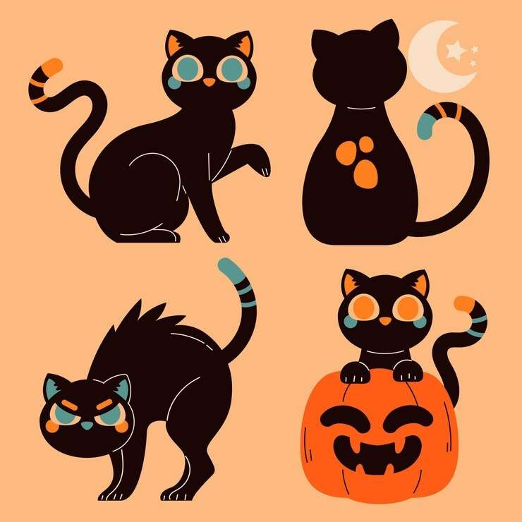 Halloween Katze Online-Puzzle