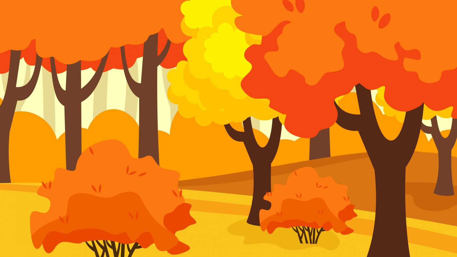 Осенние деревья и кустарники пазл онлайн