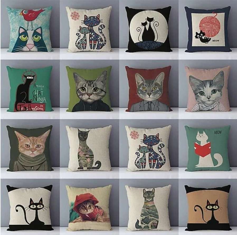 μαξιλάρια με στάμπα γάτας παζλ online