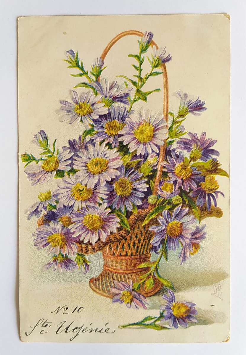 postal vintage con flores rompecabezas en línea
