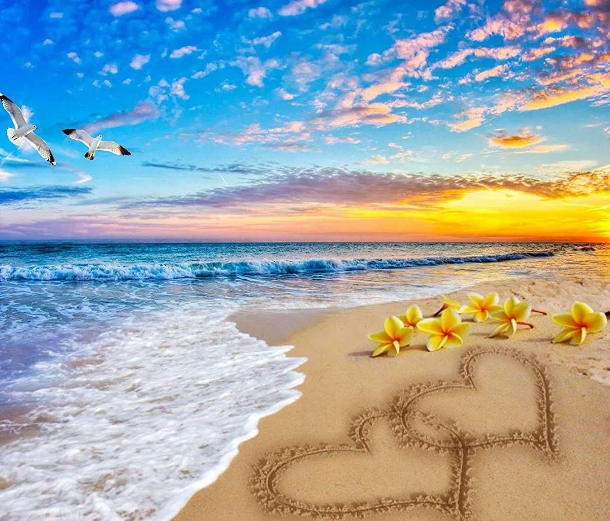 Mooi strand op een zonnige dag online puzzel