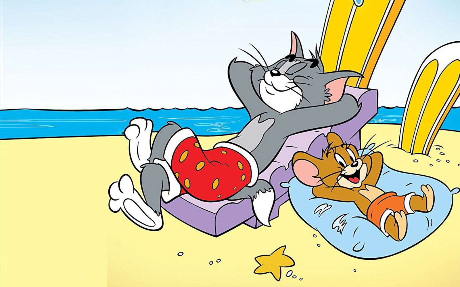 Vacanță pe plajă Tom și Jerry jigsaw puzzle online